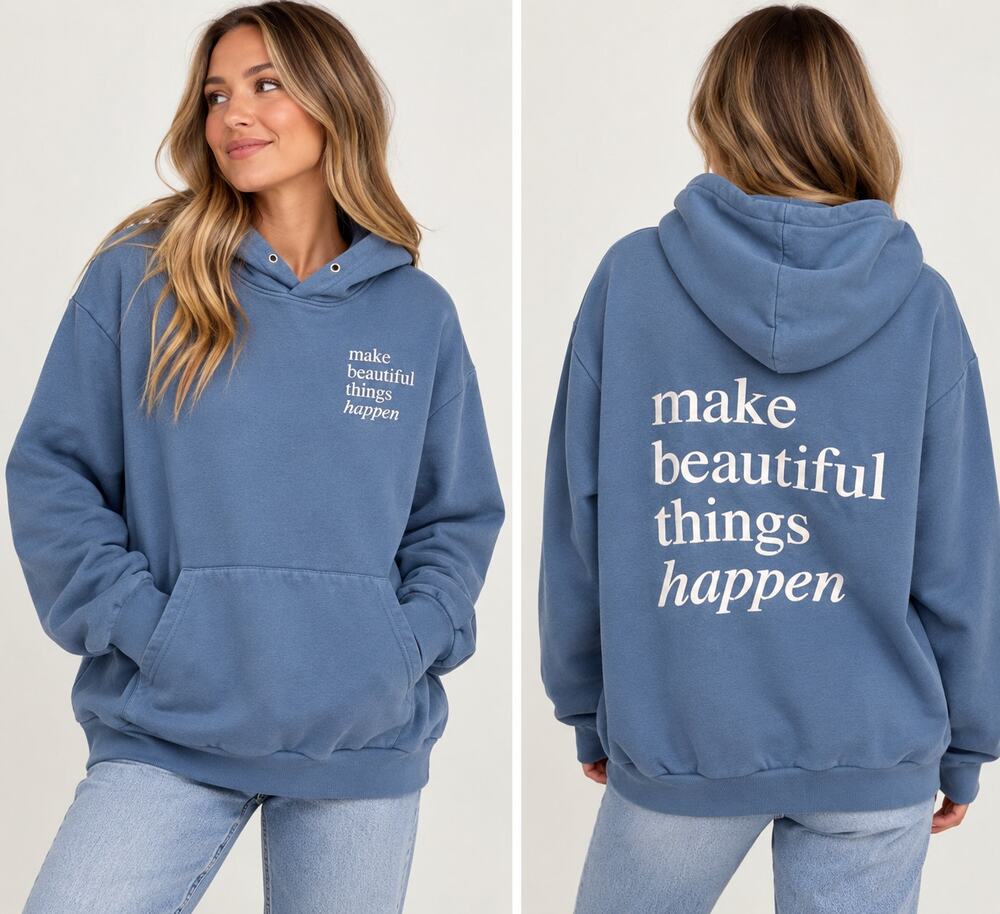 Altar’d State “Make Beautiful Things Happen” Blue Oversized Hoodie XXL